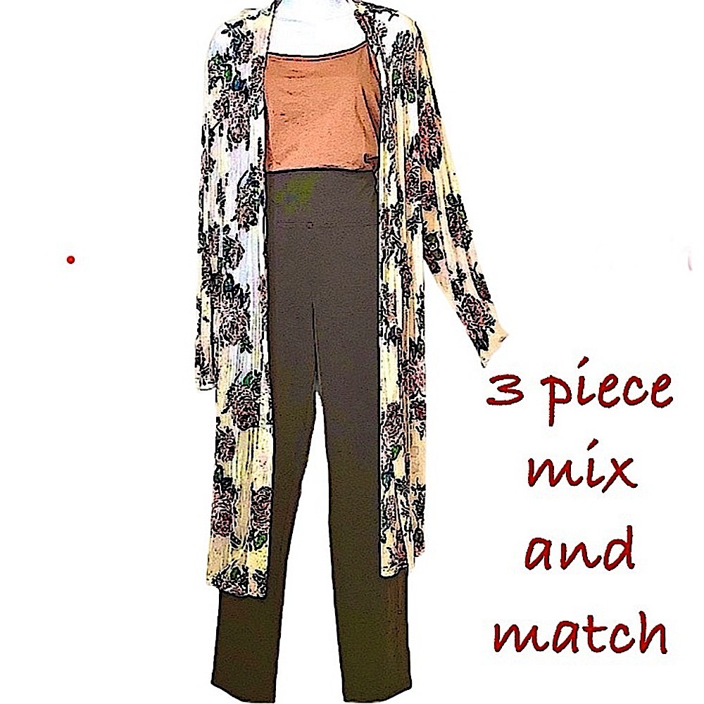 Three piece - duster, cami, pants - mix and match set - NWT